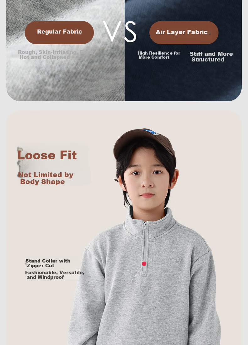 Baleno Boys' Pullover Hoodie Spring Autumn 2025 Half-Zip Casual Top Kids' Mid-Large Child Autumn Stand Collar Jacket 5