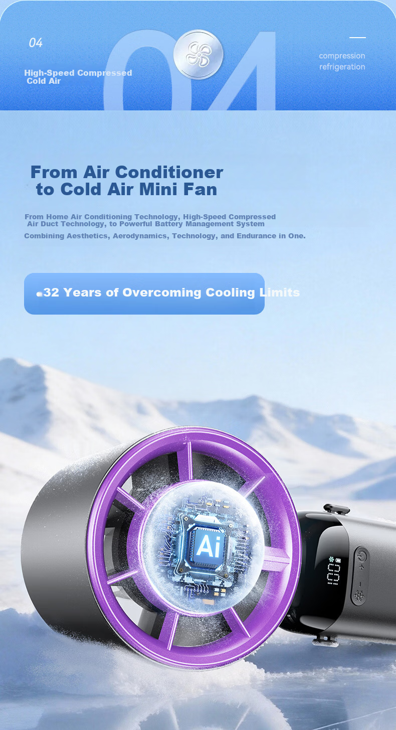 AUX Handheld Mini Fan Semiconductor Air Conditioner Cooling Portable Foldable Desktop USB Electric Fan Ice Compress Silent Long Battery Life Outdoor Student Cooling Gadget 11