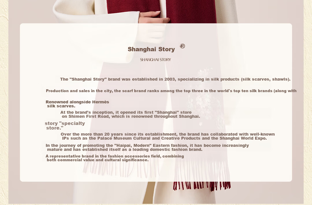 Shanghai Story 100% Wool Scarf Cherry Blossom Embroidery Women's Red Scarf Gift Box for Elders Mom Birthday Mother's Day Gift 27