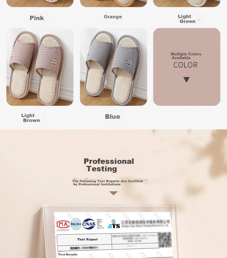 Huamei Jianbu Linen Slippers Home Indoor Non-Slip All-Season Sweat-Absorbing Breathable Cotton Linen Slippers HM6106 Pink Size 40-41 6