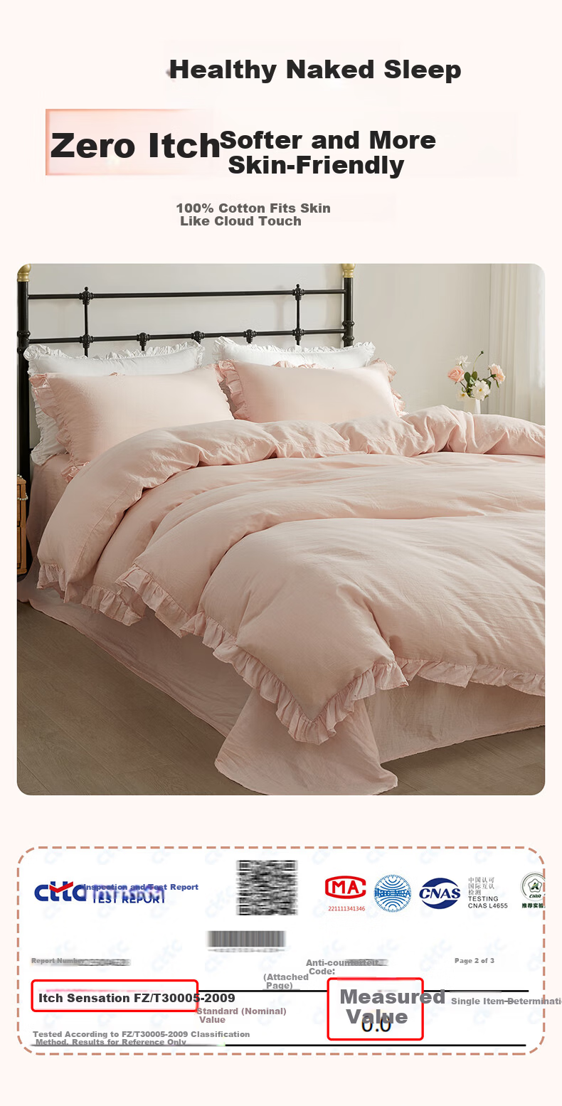 BEYOND Home Textiles Class A Pure Cotton Four-Piece Bedding Set with Double-Layer Gauze Pure Cotton Duvet Cover And Bedsheet for 1.8m Bed, Floral Home Decor 5