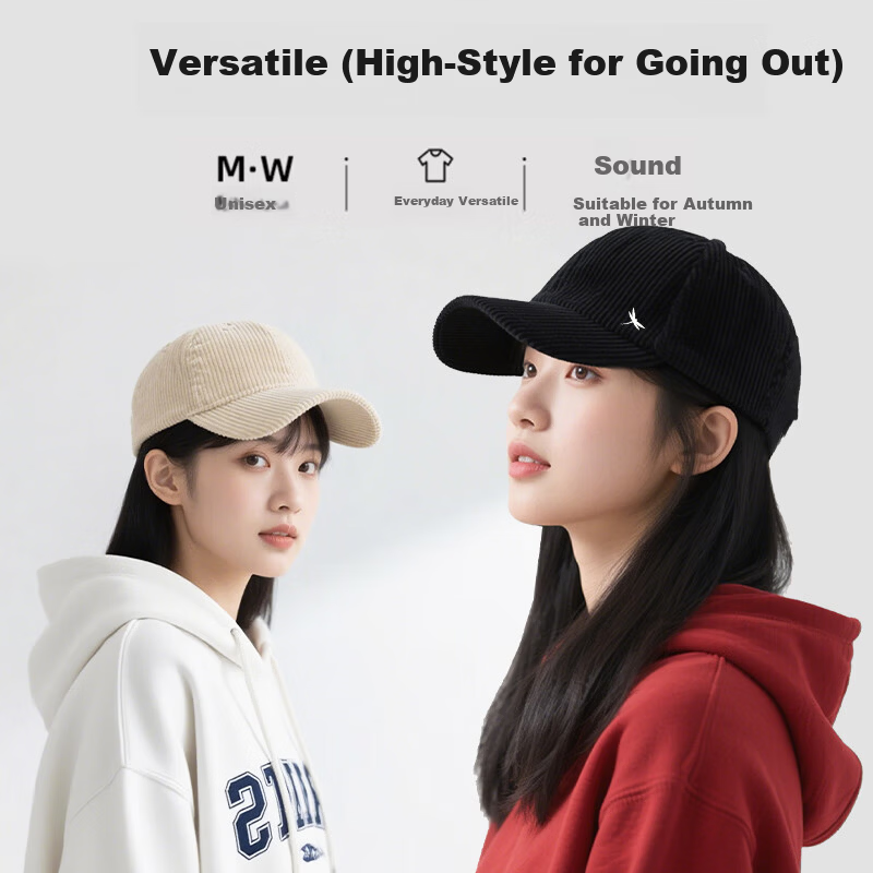 Red Dragonfly Women's Autumn Winter Warm Baseball Cap Korean Style Outdoor Sunshade Sunscreen Large Head Circumference Slim Face Duckbill Hat