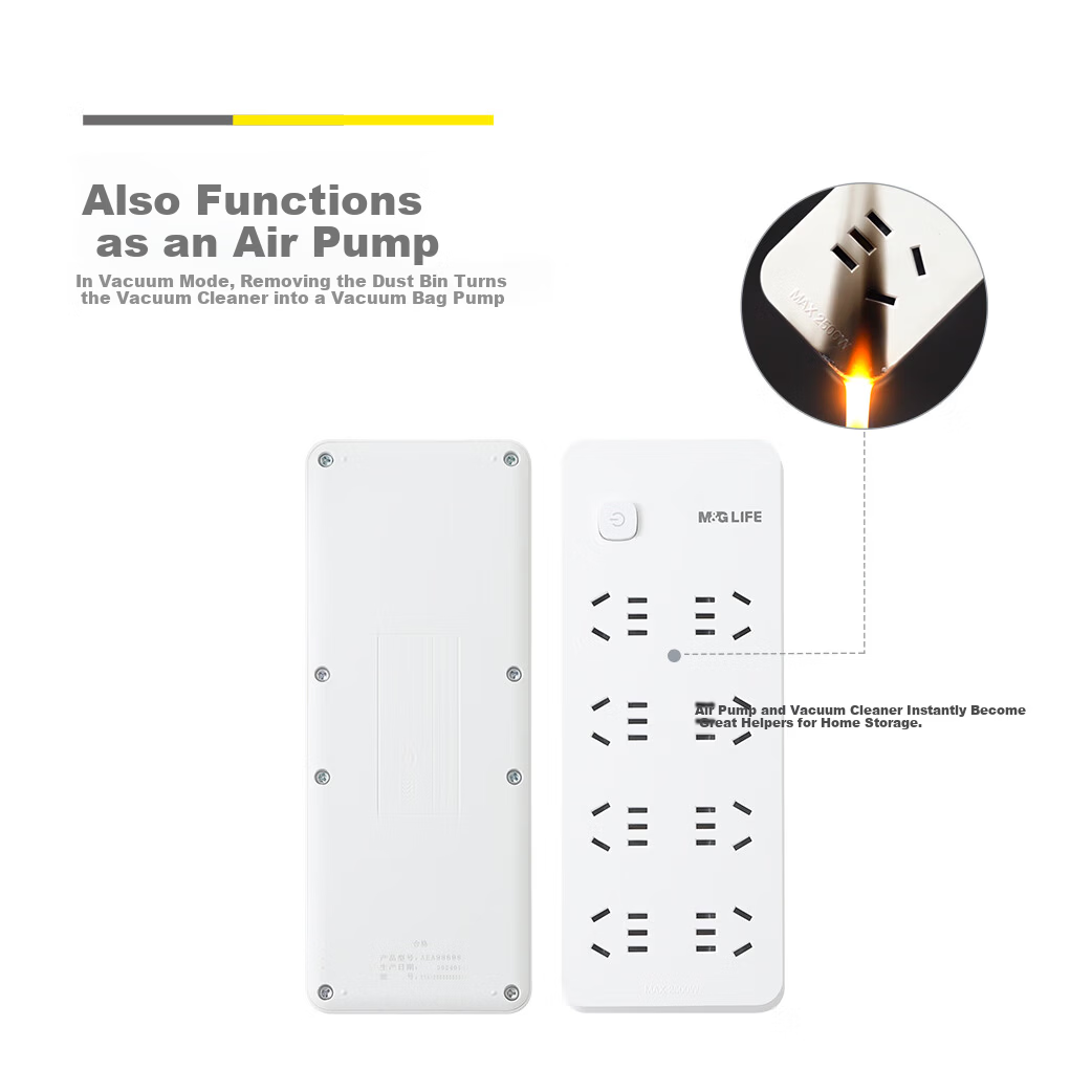M&G New Anti-Misoperation 750°C Flame Retardant Power Strip with Safety Protection Door, 5m 8-Socket Power Board [All 5 Holes], 1 Pack AEA98698