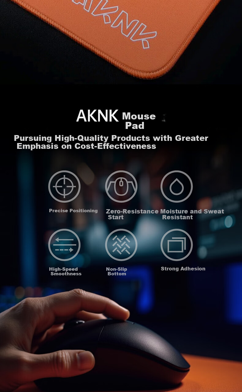 AKNK Gaming Esports Mouse Pad FPS Large Mouse Pad Gaming Mat Sunken Edge Locking Type Swordsmith Zero-Fine Surface Mouse Pad Zero Type - Orange 8