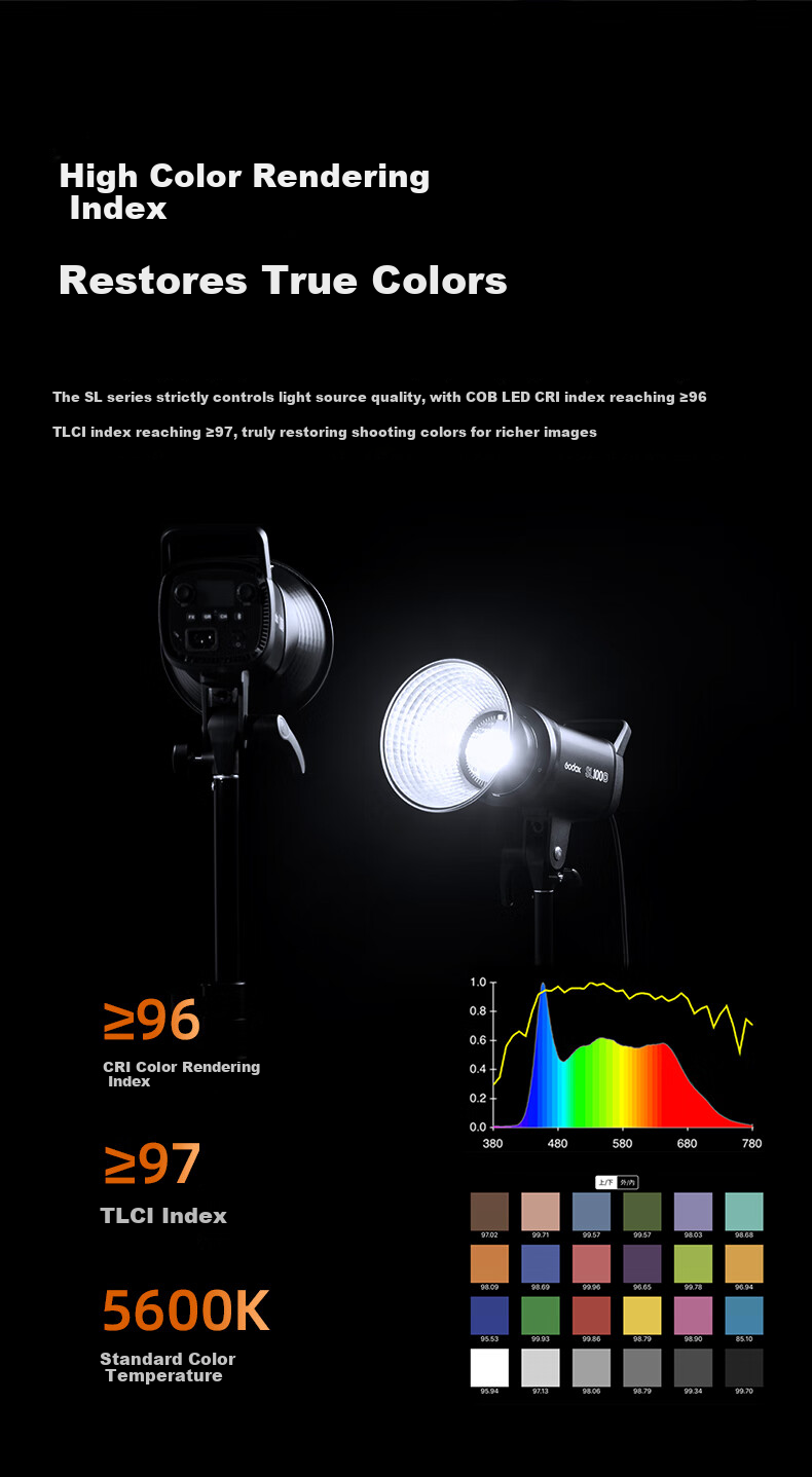 Godox SL100D LED Video Light Continuous Photography Light Soft Fill Light for Live Streaming Portrait Beauty Top Light Film and Television Lighting 7