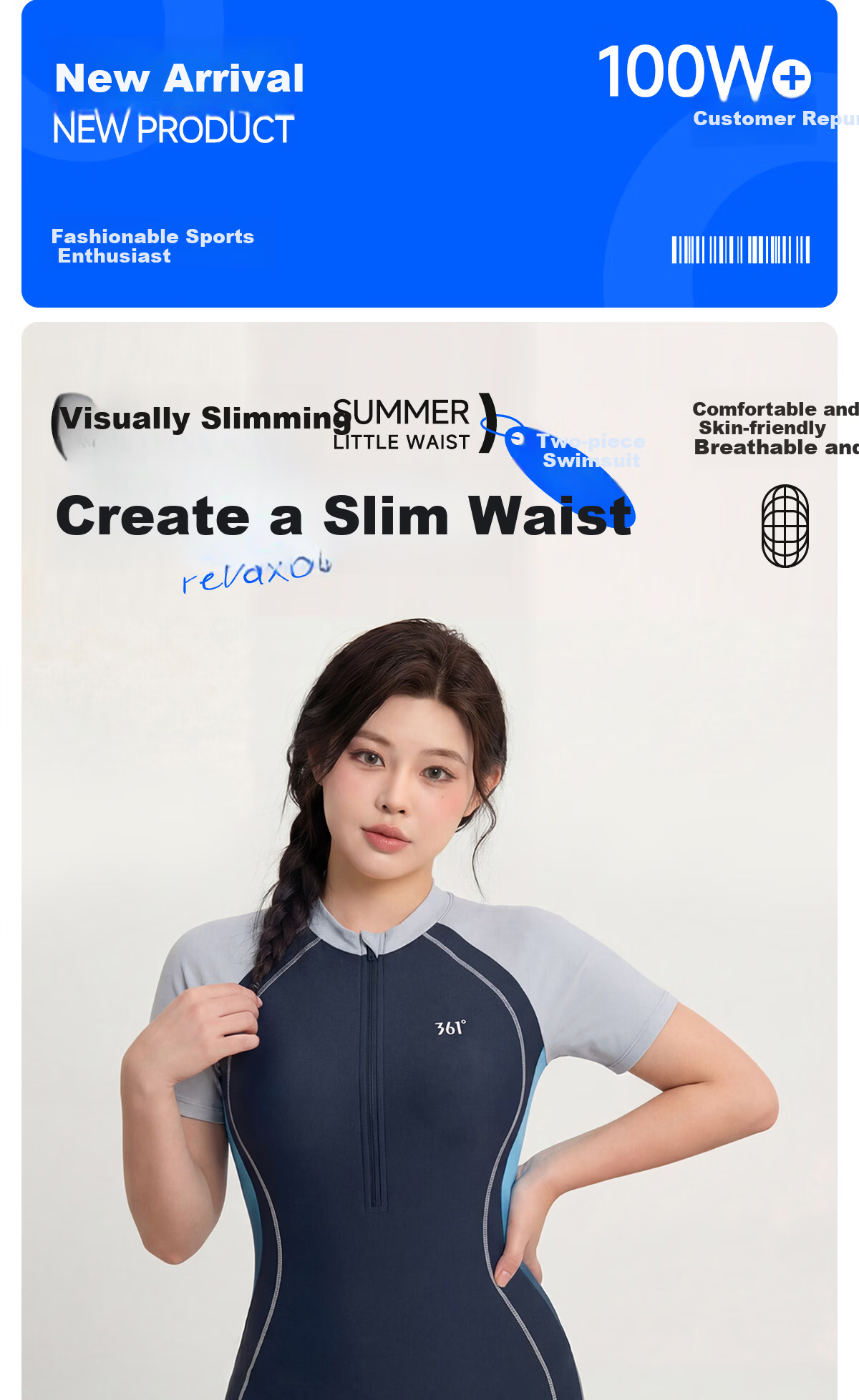 361° Women's Plus Size Premium 2026 New Racing One-Piece Swimsuit Slimming Ladies Swimwear for Swimming Pool 1