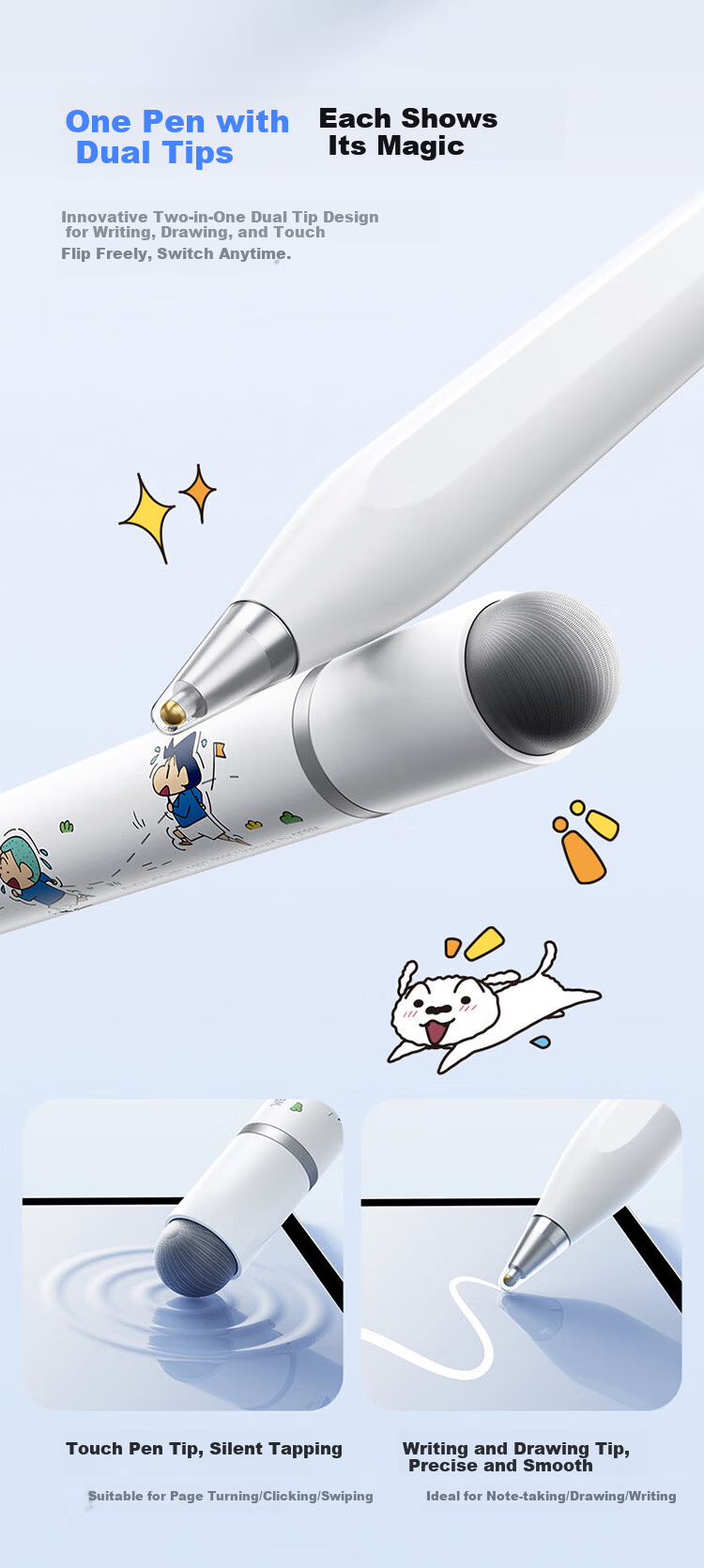 Baseus Crayon Shin-chan Edition Compatible with Huawei Stylus Xiaomi Touch Pen Tablet Touchscreen Pen M-Pencil 3rd Gen Capacitive Pen Universal for Redmi MatePad 11.5S 5