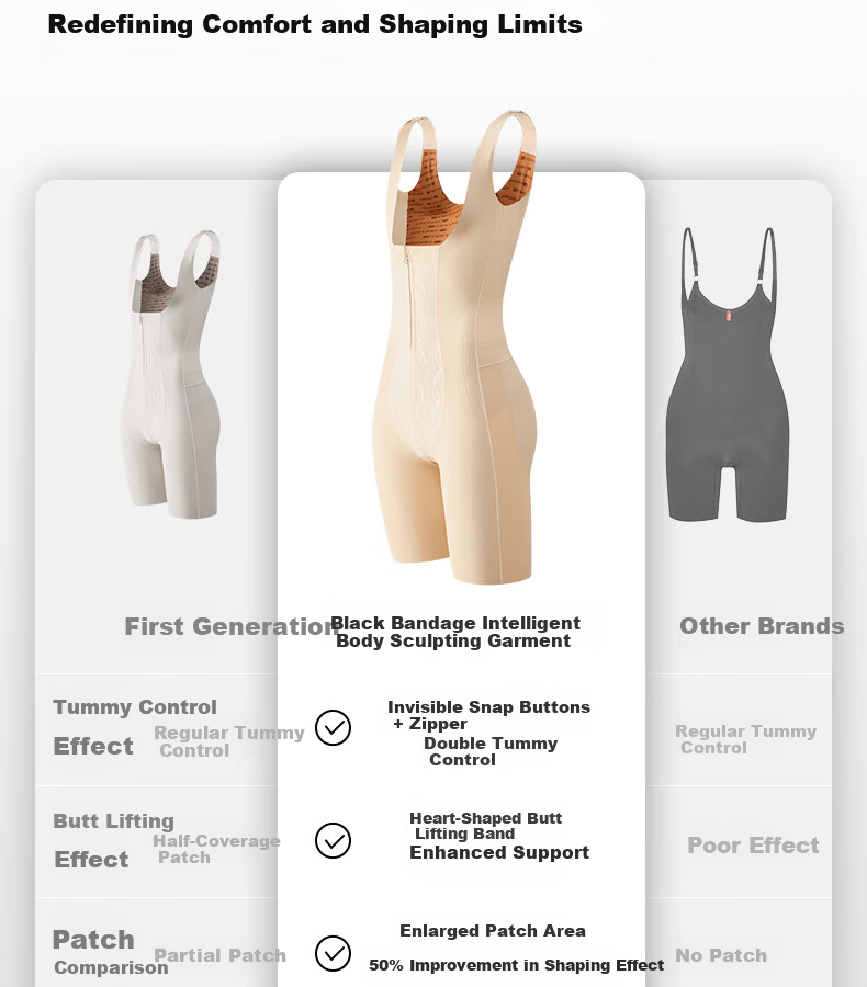 GRACEWELL One-Piece Shapewear Strong Tummy Control Hip Lift Postpartum Waist Trainer Seamless Body Shaping Slimming Suit Women Black 2X 3