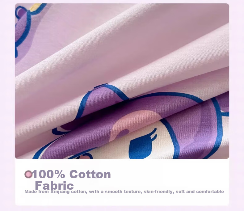 MUJI 100% Cotton Four-Piece Bedding Set Pure Cotton Children's Cartoon Duvet Cover 200x230cm for 1.5/1.8m Bed 16