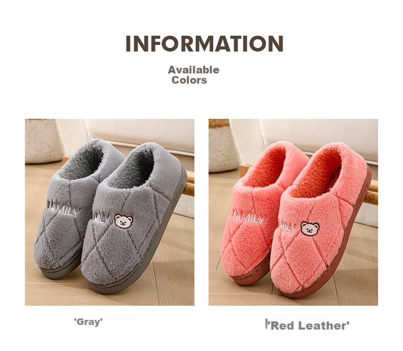 YUZHAOLIN Cotton Slippers Unisex Home Indoor Simple Warm Plush Closed-Back Non-Slip Cotton Shoes YI004 5