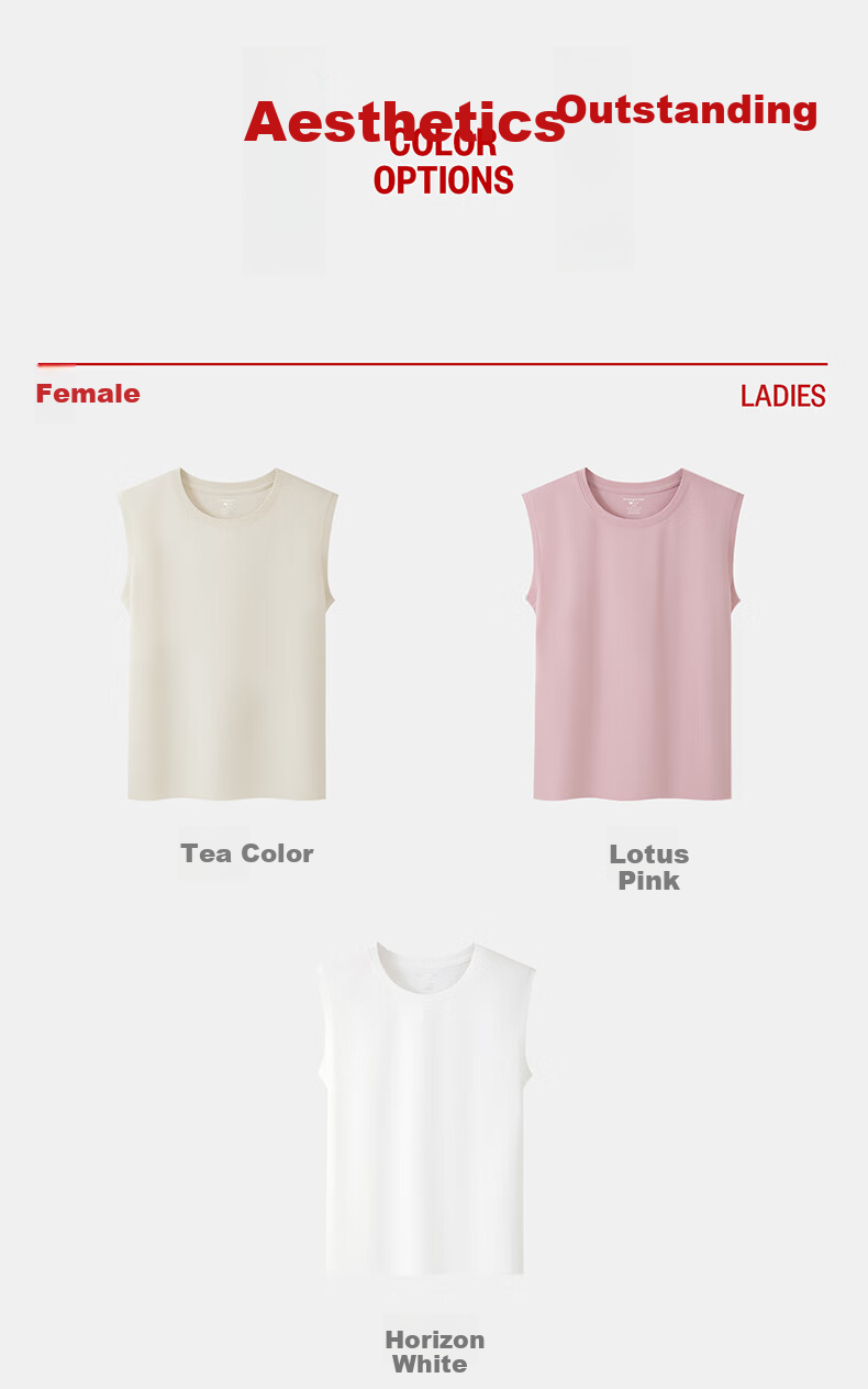 Threegun Women's 100% Cotton Stretch Breathable Ribbed Sleeveless T-Shirt Round Neck Loose Fit Tank Top Suitable for Outerwear 14