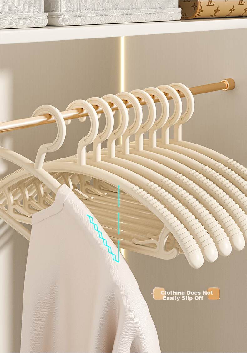 Baicaoyuan Non-Marking Clothes Hangers, Anti-Slip Wide Shoulder Thickened Hangers, Household Milk White 20-Pack 5
