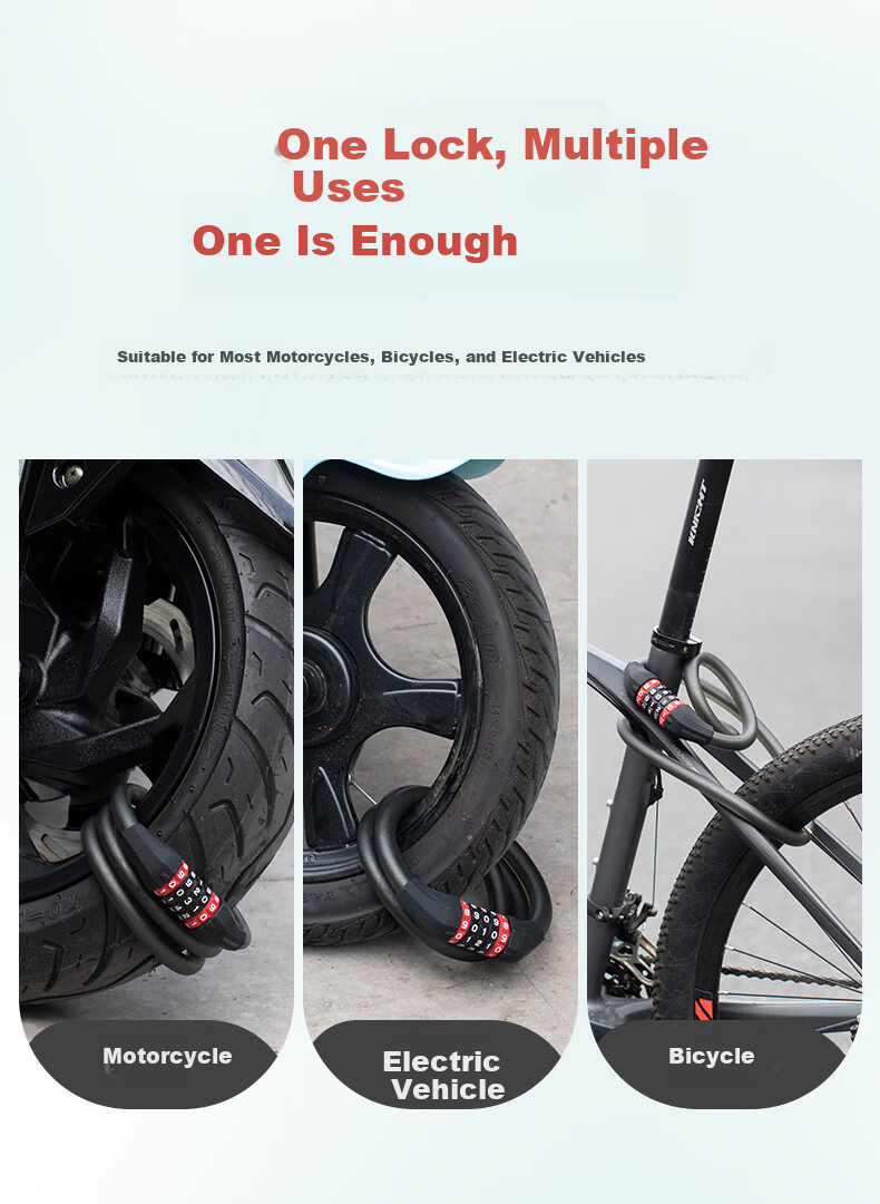 ROCKBROS Bicycle Anti-Theft Combination Lock Mountain Bike Portable Electric Vehicle Lock Cycling Accessories Model 507 Length Approx. 120cm 7
