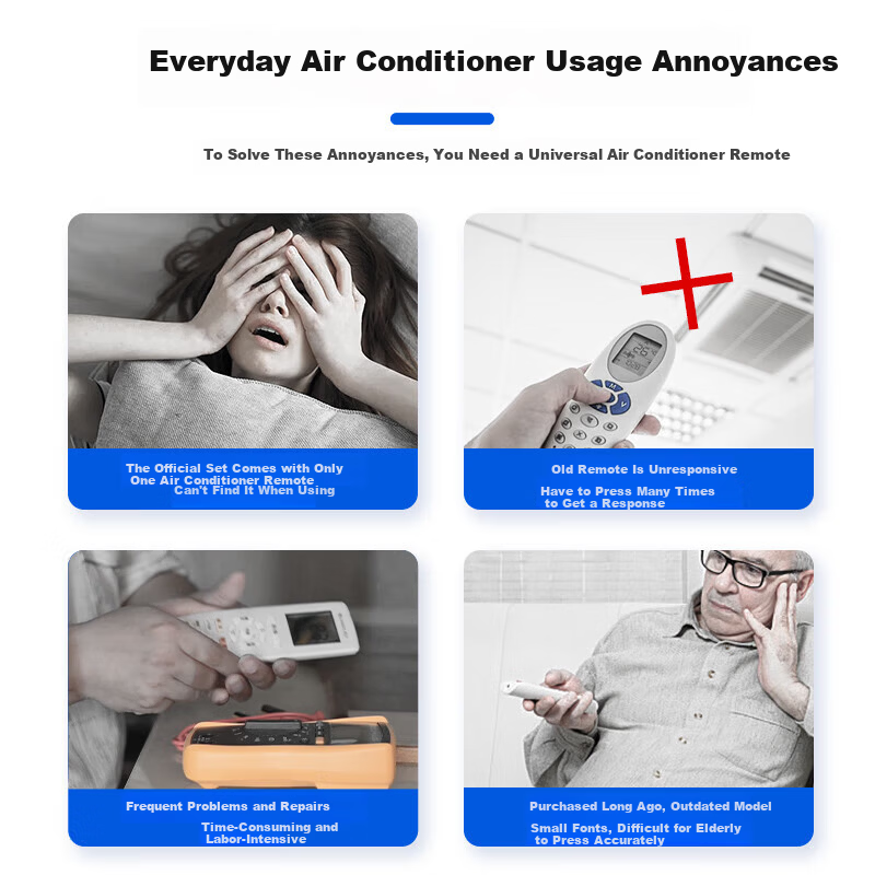 Jinying Universal Air Conditioner Remote Control Compatible with All Brands Including Gree, Midea, Hualin, Haier, TCL, Chigo, Hisense, Changhong, Panasonic, Mitsubishi, Daikin, Aux, And More