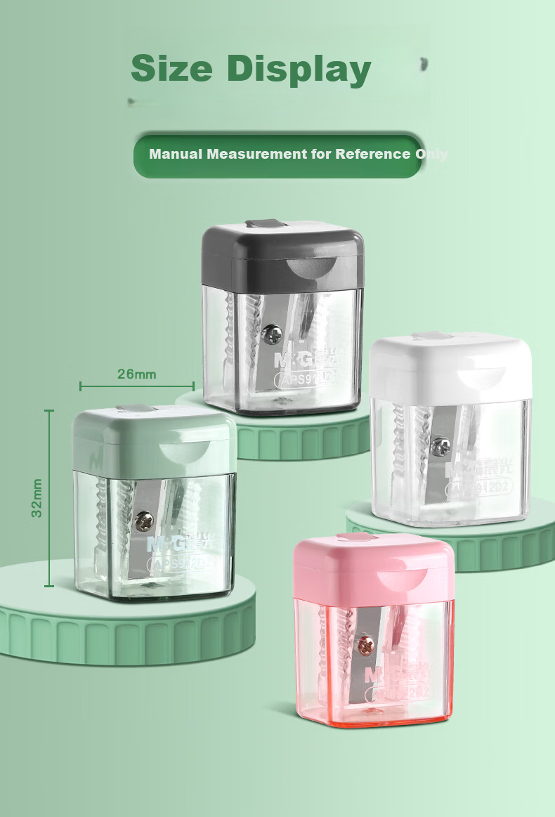 M&G Stationery Single-Hole Small Shavings Box for Elementary School Students, Pencil Sharpener, Rotary Pencil Sharpener, Lead Pencil Sharpener, Learning Supplies, Red APS912D233 10