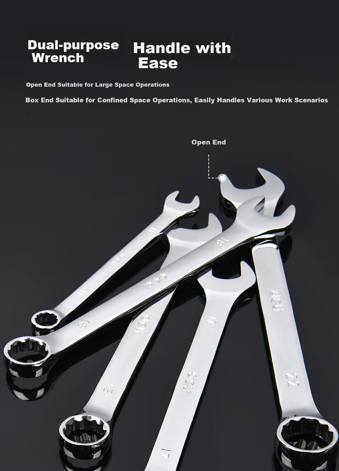 Deli Open-End Combination Wrench 14+1 Cloth Bag Set Multi-Functional Labor-Saving Quick Auto Repair Mechanical Maintenance Tool 6
