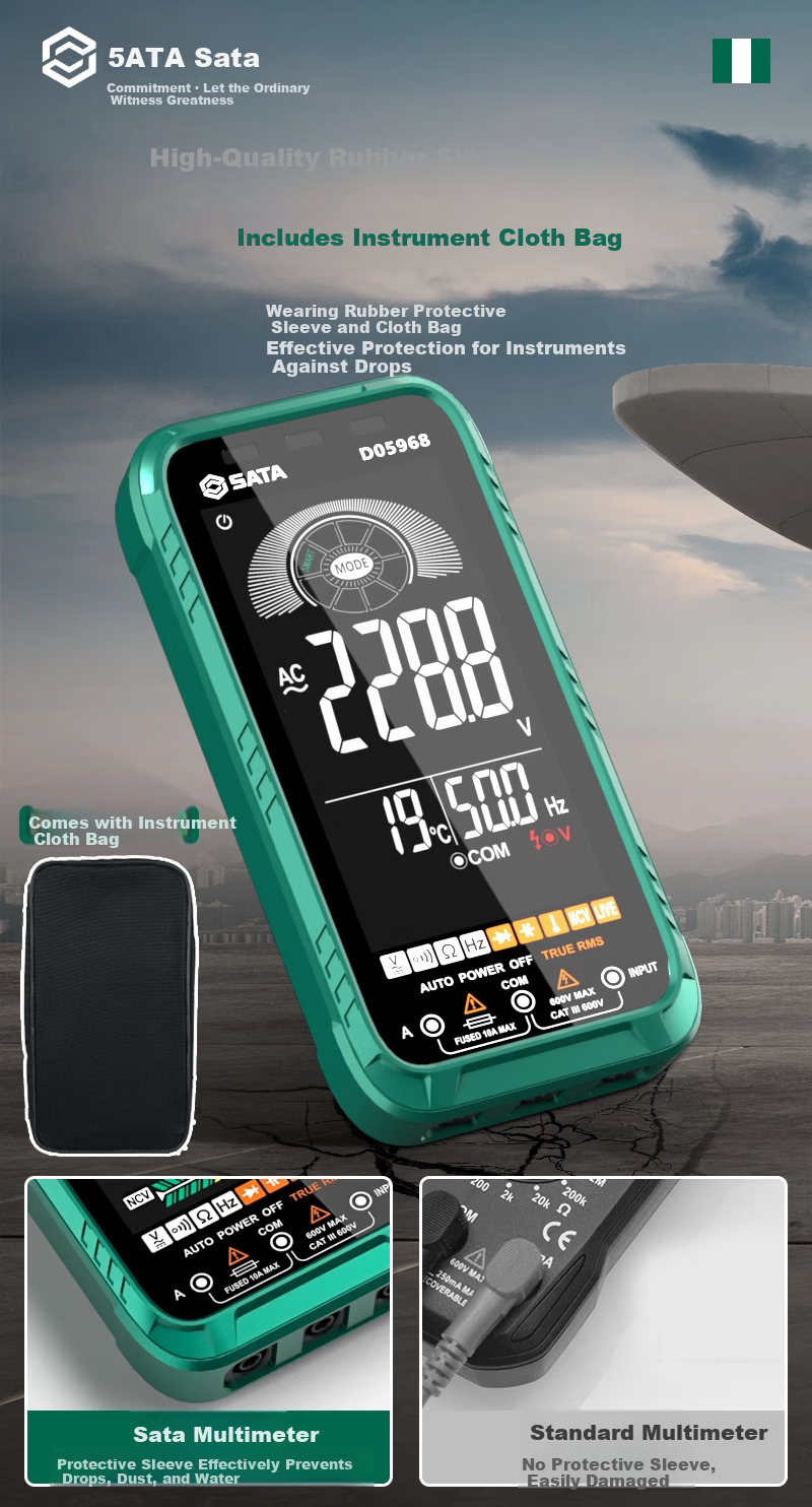 SATA Ultra-Thin Digital Multimeter High-Precision Multifunction Fully Automatic Portable Universal Meter D05967 Standard Edition 14