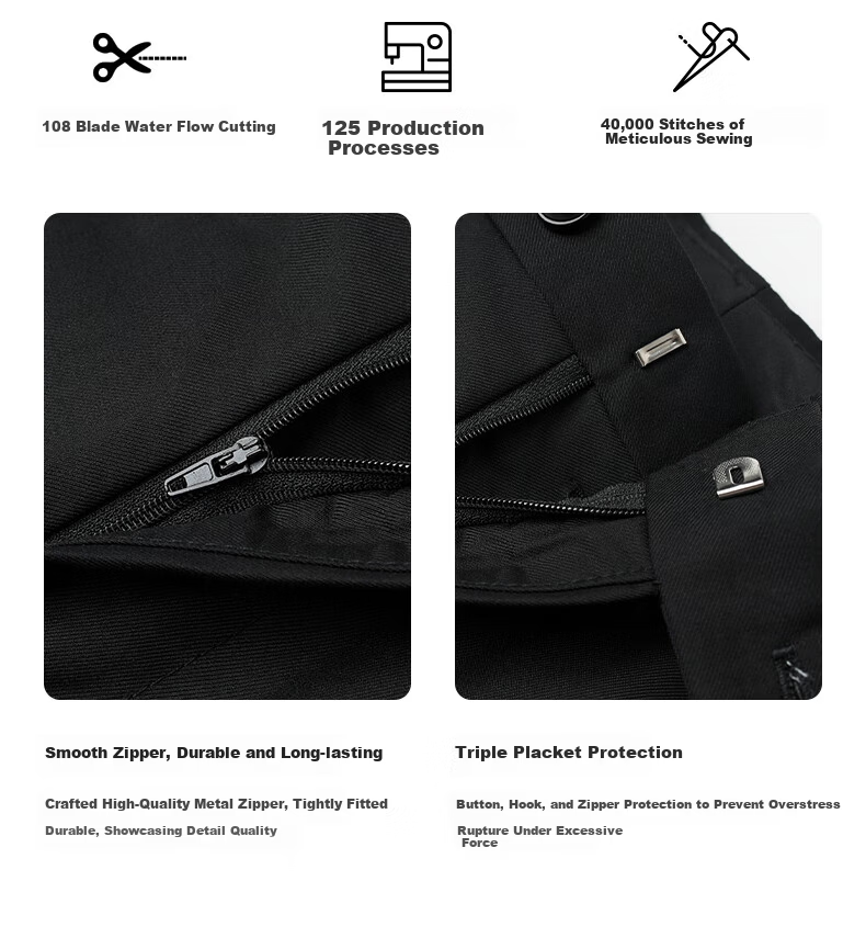 FIRS Men's High-Waist Wrinkle-Free Business Dress Pants Casual Straight-Leg Trousers for Work and Formal Wear 2