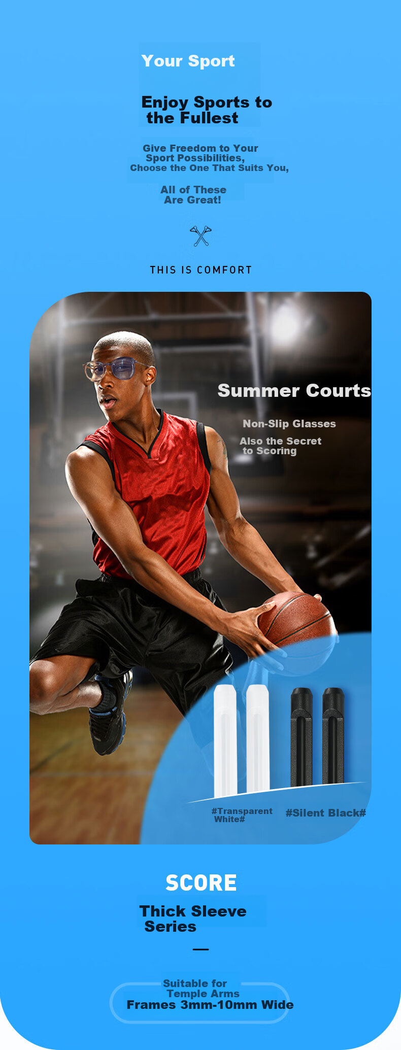 Yanjingbang Glasses Anti-Slip Temple Covers, Anti-Fall Device, Silicone Ear Hooks, Thin Leg Fixation, Prevent Dropping 5