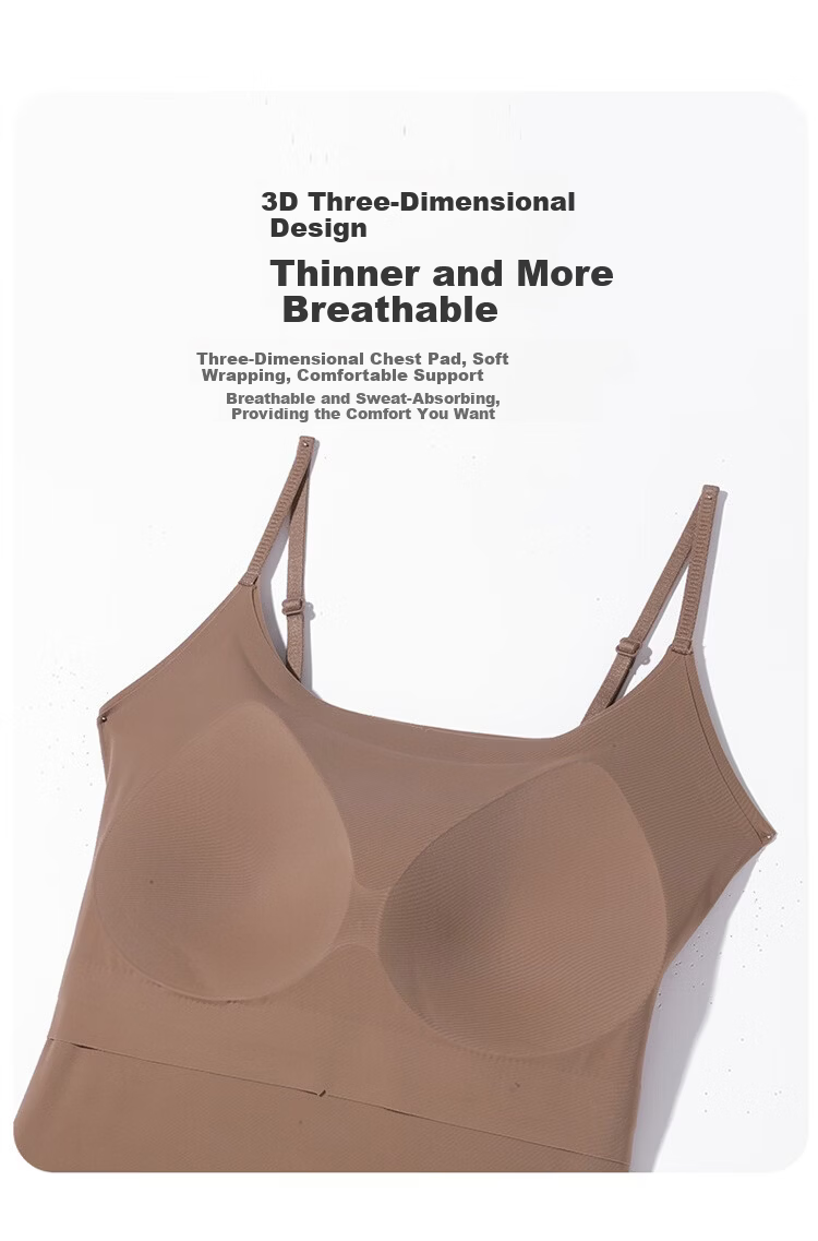 Urban Beauty [No Bra Needed] Women's Camisole with Chest Pad, Ice Silk Thin Seamless Back Beauty Underwear, Wearable as Outerwear or Innerwear 5