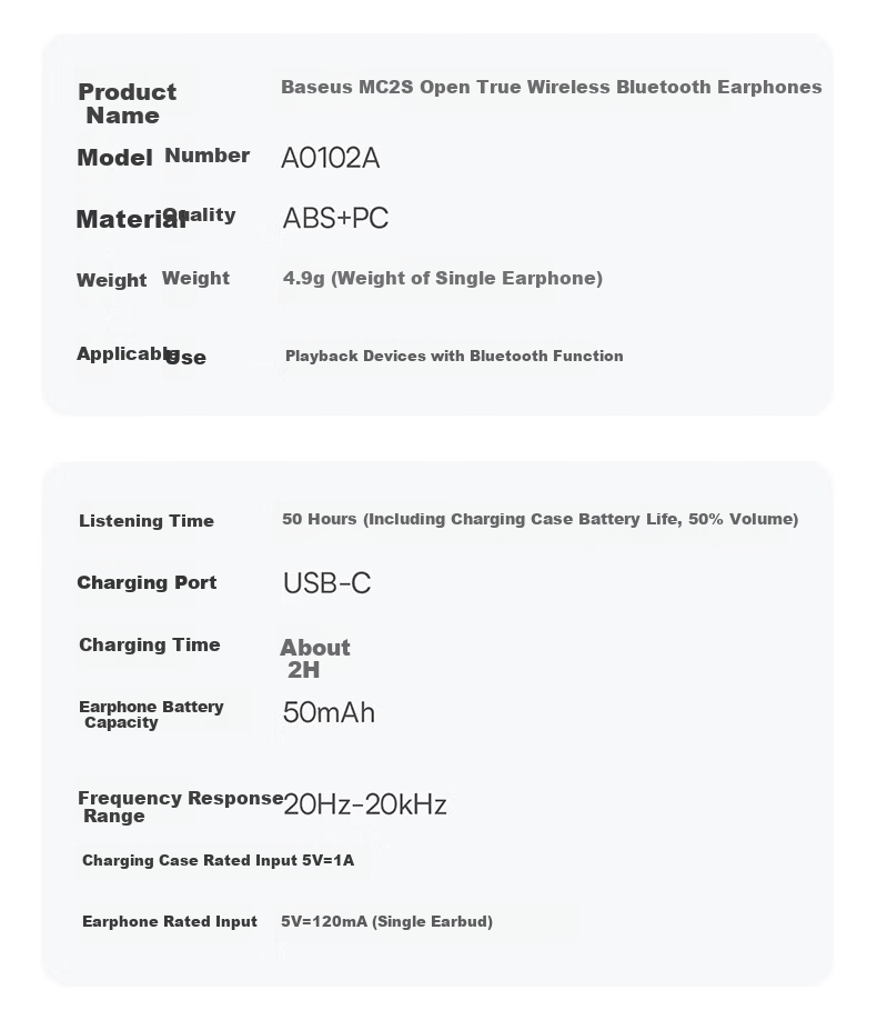 BASEUS [Latest Model 2026] MC2 S Comfortable Ear Clip Bluetooth Headphones, Open-Style Non-In Sports Call Noise Reduction AI Translation Long Battery Life Phantom Black 49