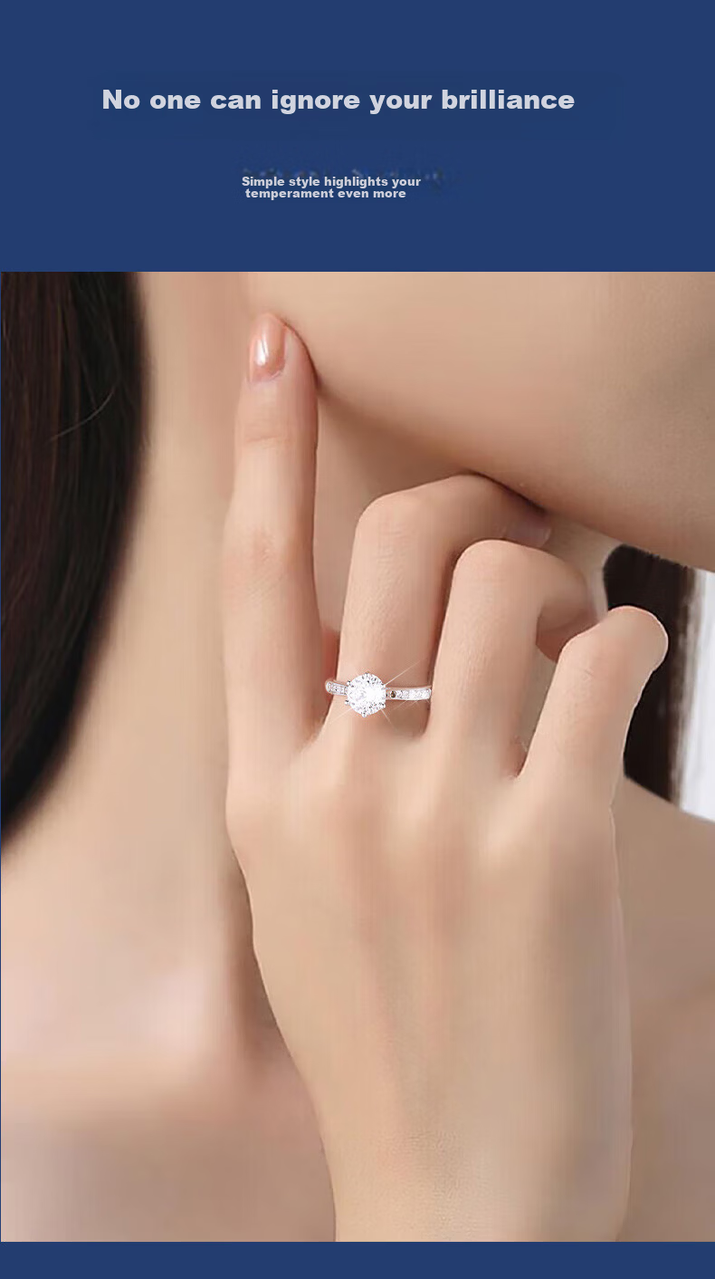 GLTEN 1 Carat Moissanite Diamond Silver Ring Women's Wedding Engagement Ring Birthday Gift for Girlfriend Wife 11