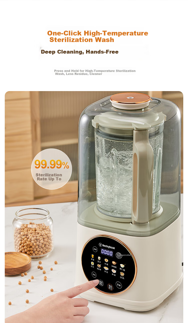 Westinghouse WPB15J9 Soft Sound Blender Household Soy Milk Maker 1.5L Heating Fully Automatic Mixer Titanium Coating Anti-Scald Noise Reduction Baby Food Processor 17