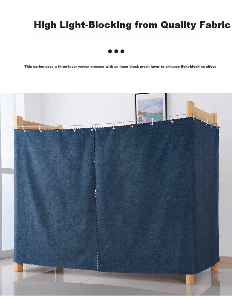 Yunjin Dormitory Bed Curtain, Student Bunk Light-Blocking Curtain, Bedroom Fabric Curtain, 120*200cm/1 Piece, Pachadog 5