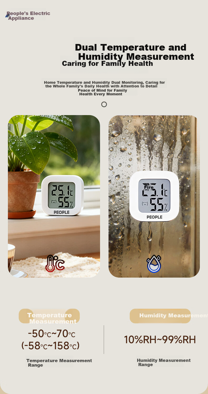 People Home Indoor Thermometer with Smiley Face Baby Room Electronic Digital Temperature and Humidity Meter Black RE-W1003 3
