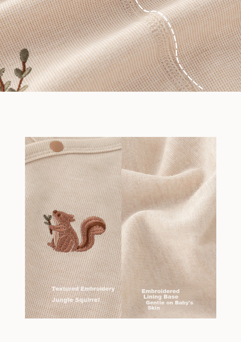Guaiqi Bear Newborn Pure Cotton One-Piece Spring and Autumn Pajamas Monk Suit Baby Seamless Romper Crawling Suit 8