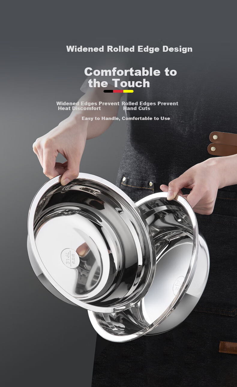 Newair Food Grade 316 Stainless Steel Mixing Bowl Thickened Flat Bottom Kitchen Bowl for Beating Eggs and Dough 9