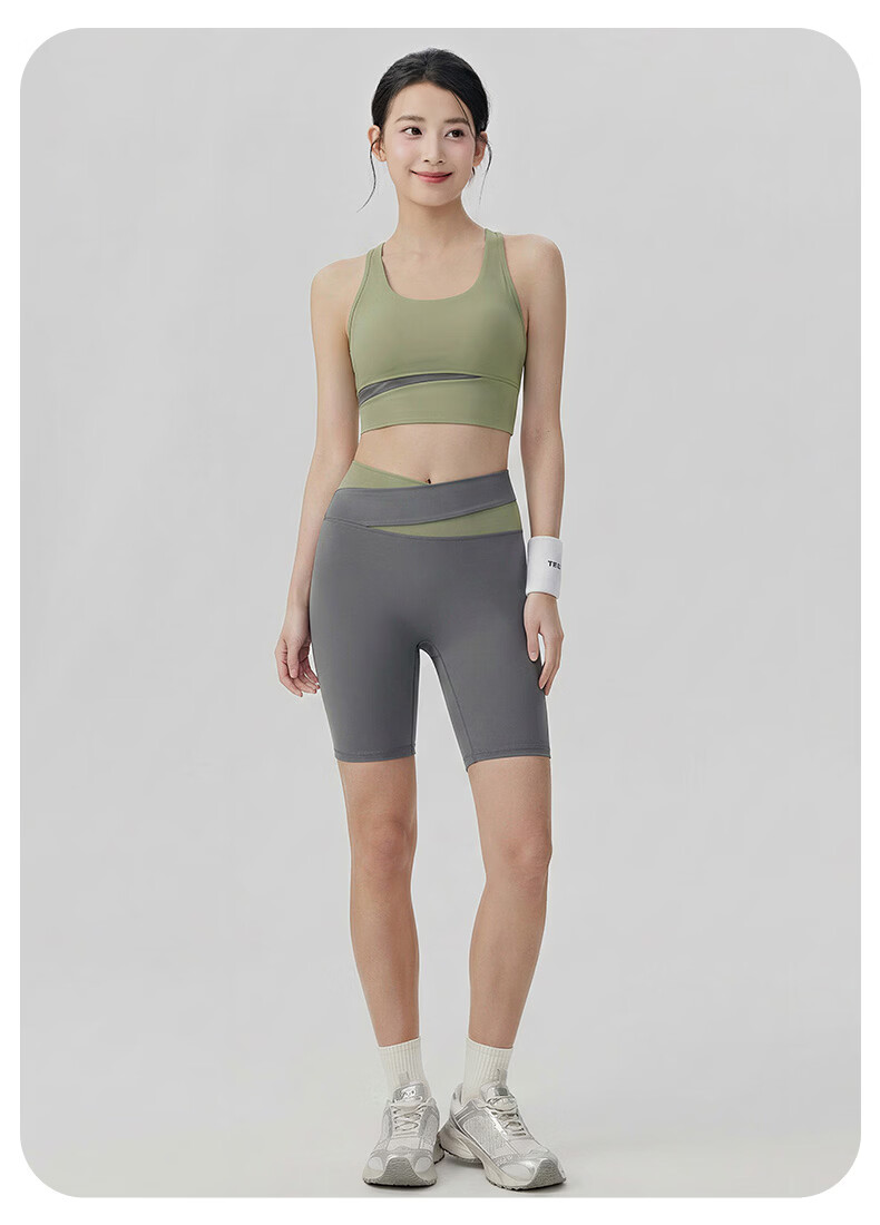 Seven Color Spun Women's Sports Set Yoga Running Cycling Pilates Fitness Breathable Built-in Cup Colorblock Tank Top and Biker Shorts 23