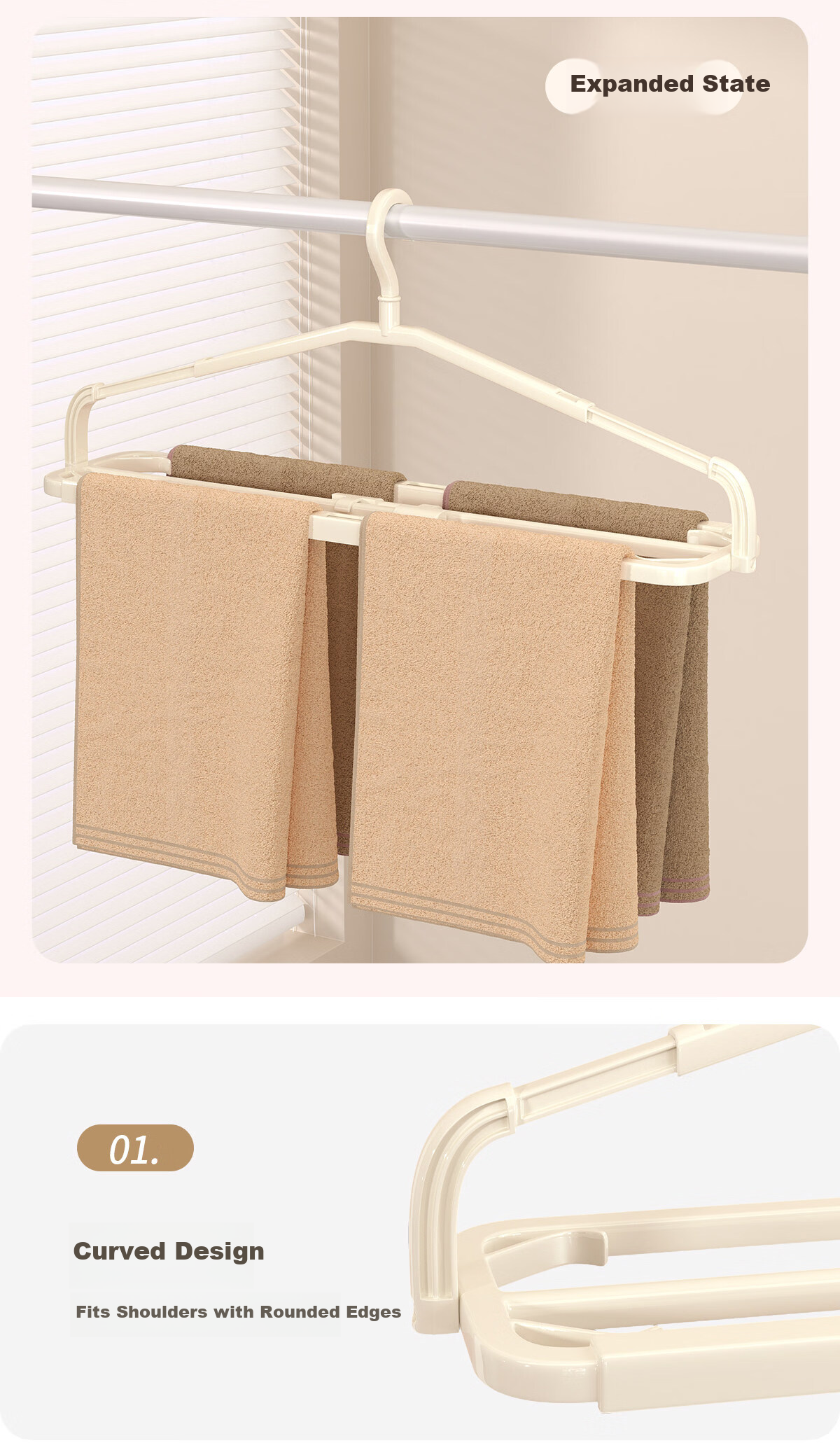 MUYA Telescopic Clothes Hanger for Drying Quilts, Bed Sheets, Bath Towels, and Bedding - Extra Long Household Hanger 6