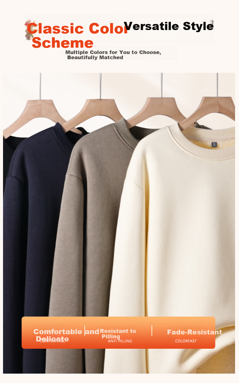 Jeanswest Men's Autumn Winter Fleece-Lined Thickened Lamb Wool Hoodie Casual Loose Fit Men's Sweatshirt 5