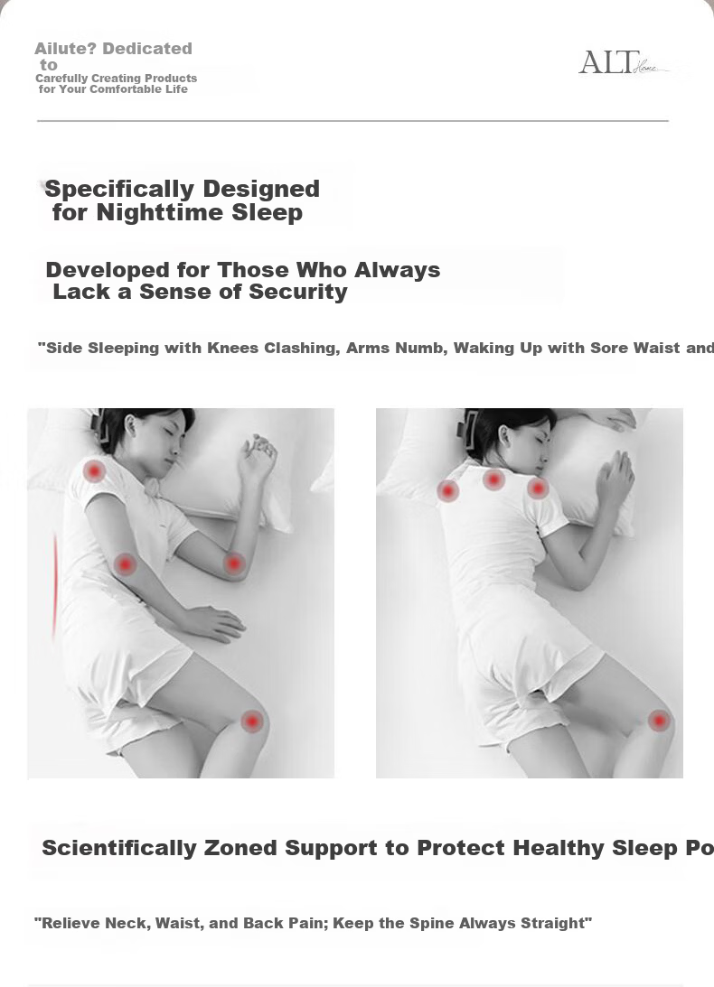 AiLu Long Body Pillow for Girls Sleeping Pregnant Women Side Sleep Leg Hugging Cylindrical Pillow Removable Washable for Boys 3