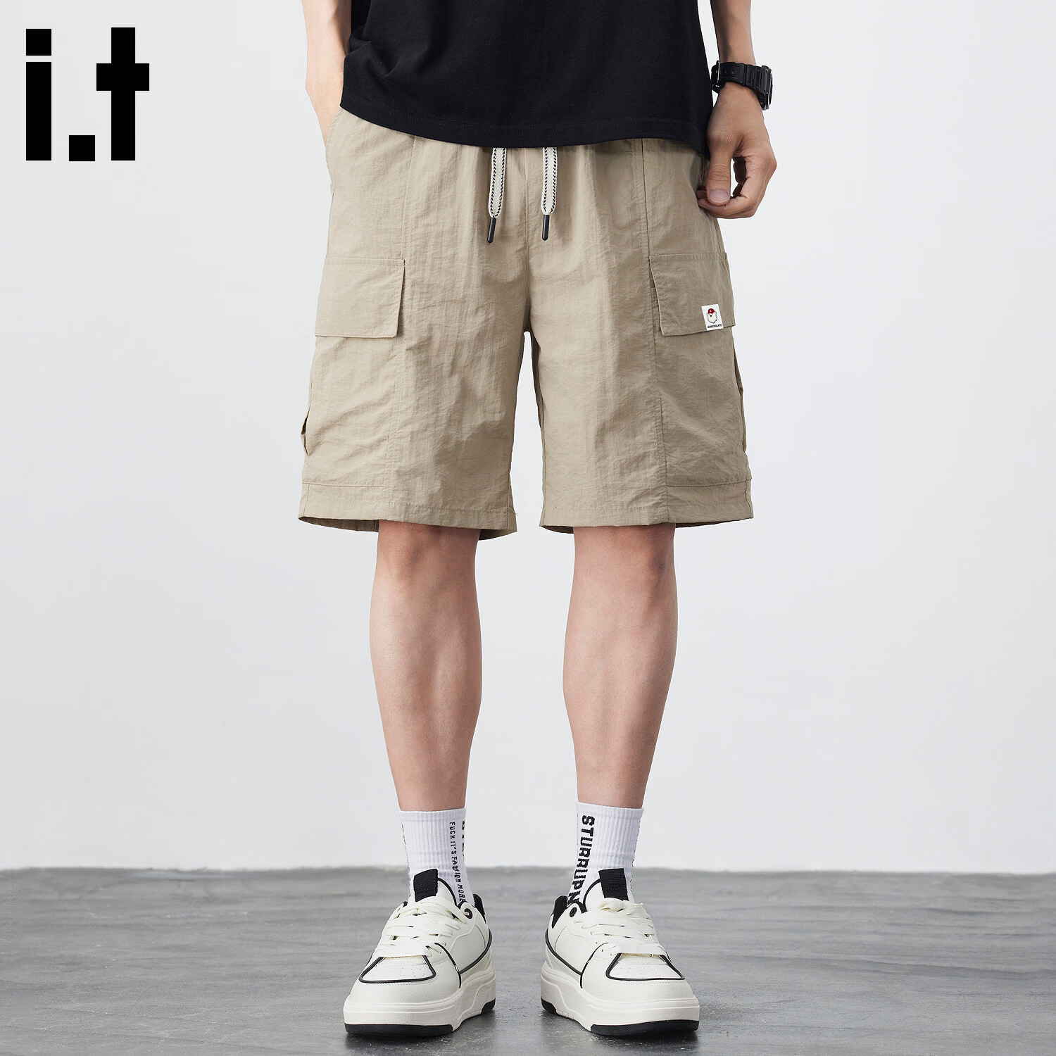 :CHOCOOLATE IT Ice Silk Workwear Five-Point Shorts Men's Summer Thin Quick-Dry Loose Casual Pants Khaki M