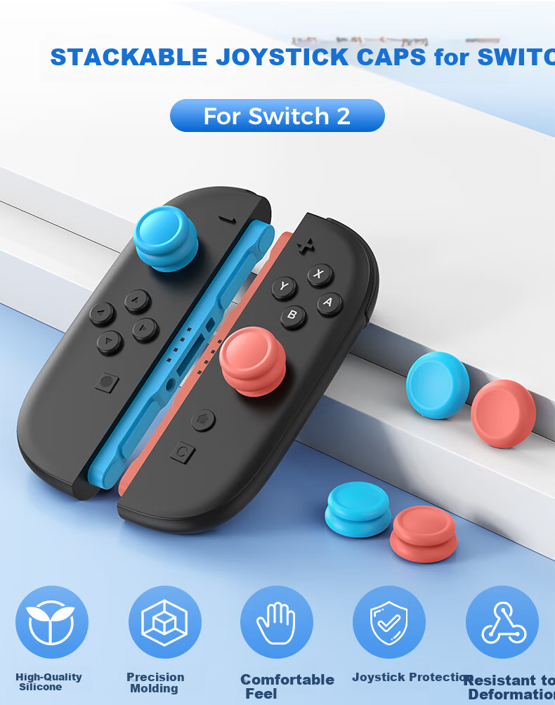 Liangzhi Replacement Joystick Caps for Nintendo Switch OLED Joy-Con Controllers Orange Blue NS2 Accessories L1121 1