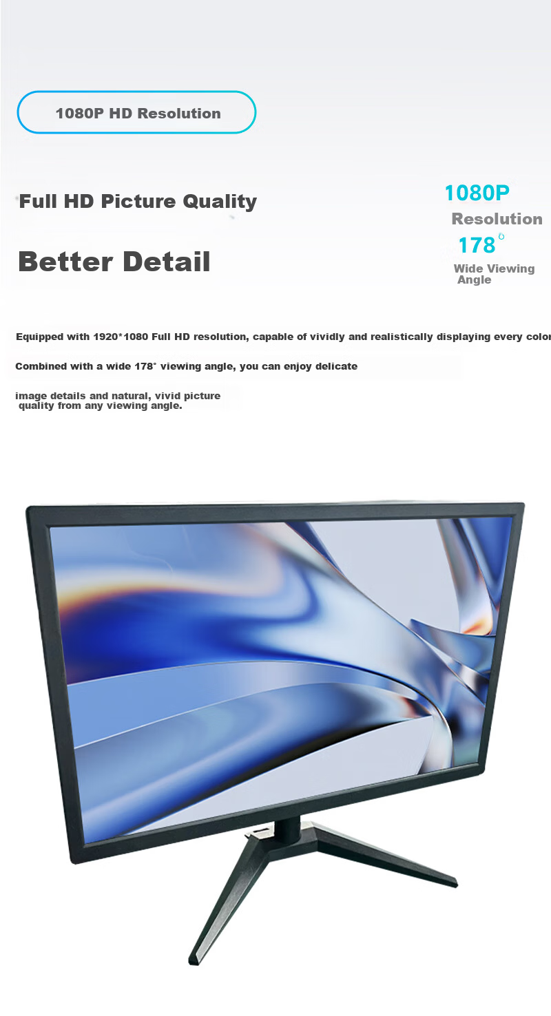 RICRSS 21.5-Inch IPS Monitor HDMI Full HD Narrow Bezel Wide Viewing Angle Low Blue Light Flicker-Free Office Home LCD Computer Display Scree 3