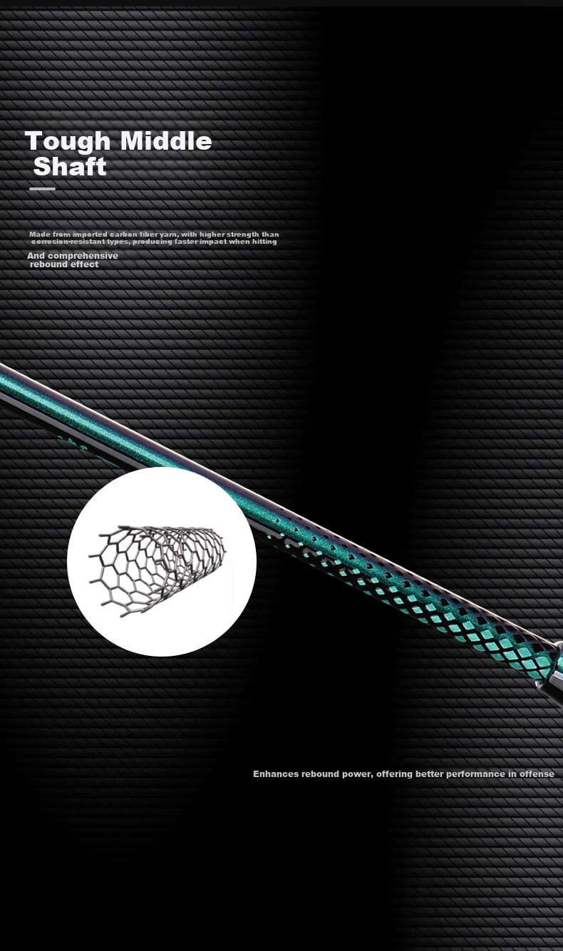 KUMPOO Badminton Racket, Full Carbon Ultra-Light Durable All-Round Model, Xunfeng Deep Forest, Midsummer Green And White String 11