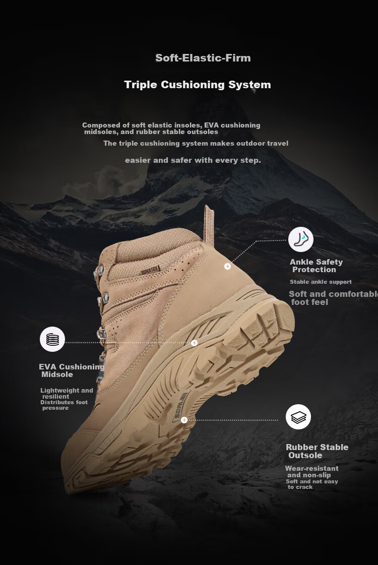 SCALER [King's Road] Professional Outdoor Hiking Boots for Men, Waterproof Non-Slip High-Top Anti-Foot Twisting Desert Boots Hiking Shoes for Wome 12