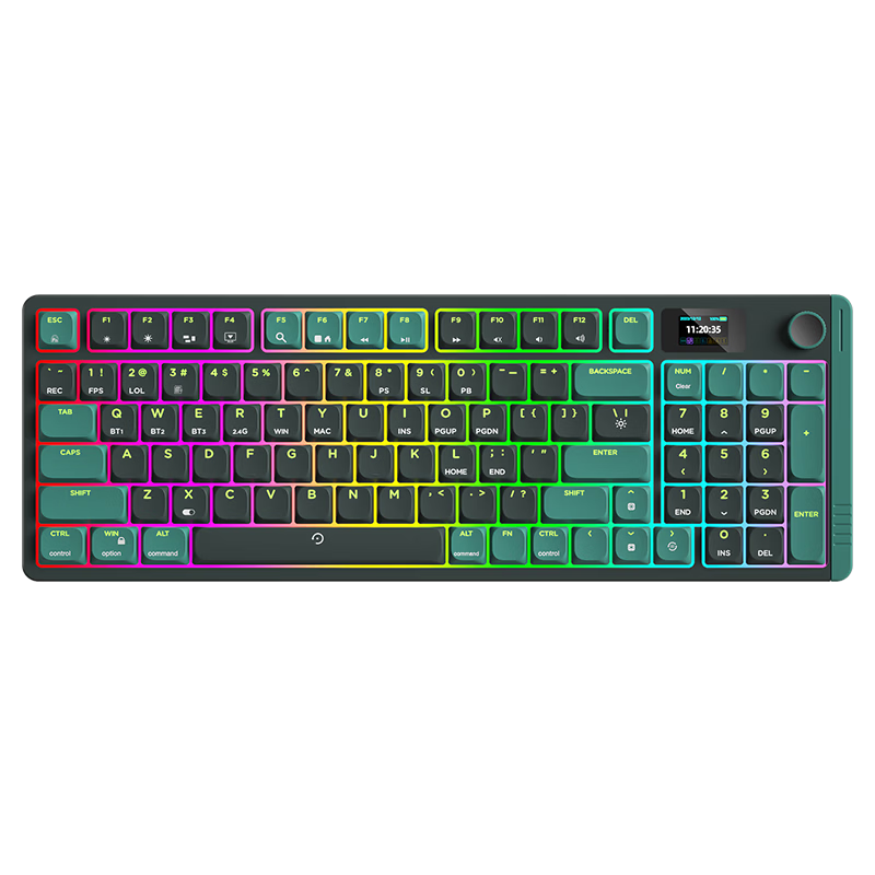 Aigo S99 Low-Profile Mechanical Keyboard, 95 Keys, Wired/wireless/Bluetooth Triple-Mode, Quiet Operation, Gaming And Office Keyboard for Home Use, Misty Forest