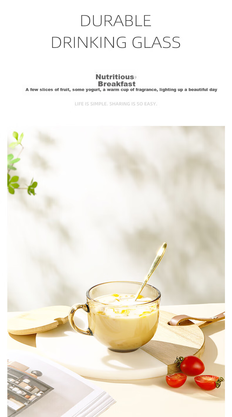 Fuguang Glass Cups, Water Glasses, Tea Cups, Cold Drink Mugs, Milk Beer Juice Cups, Heat-Resistant Mug, Home And Restaurant Use 3