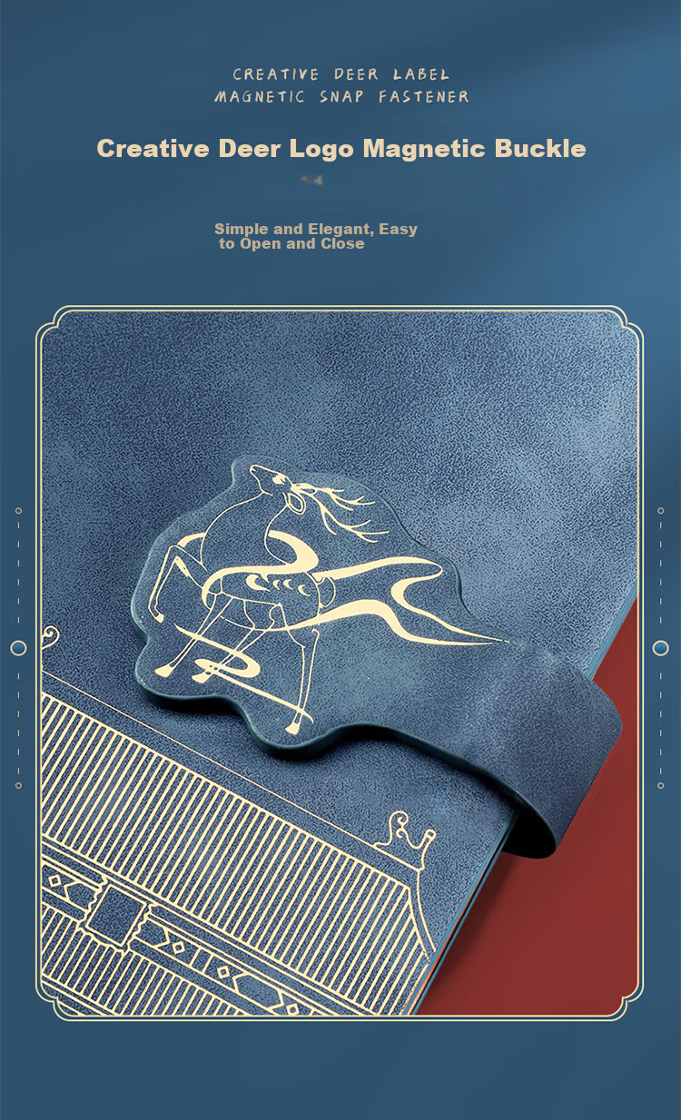 Platinum Lady Guochao A5 Loose-leaf Notebook Palace Museum Cultural Creative Gift Premium Business Meeting Notes Stationery Diary Customizable Blue 6