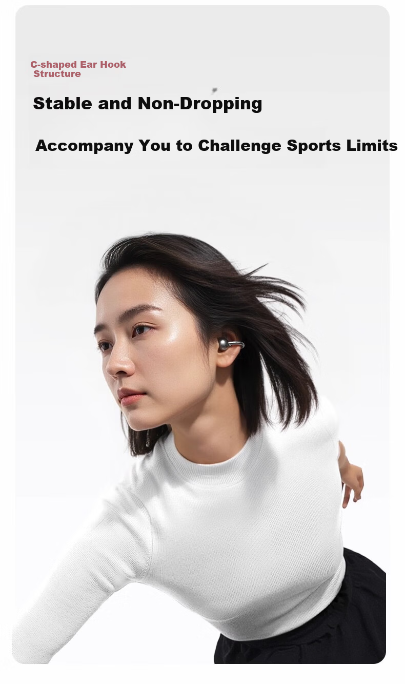 KINYO Bluetooth Earphones 2025 New Bone Conduction Clip-On AI Translation Wireless Sports Running i7 21
