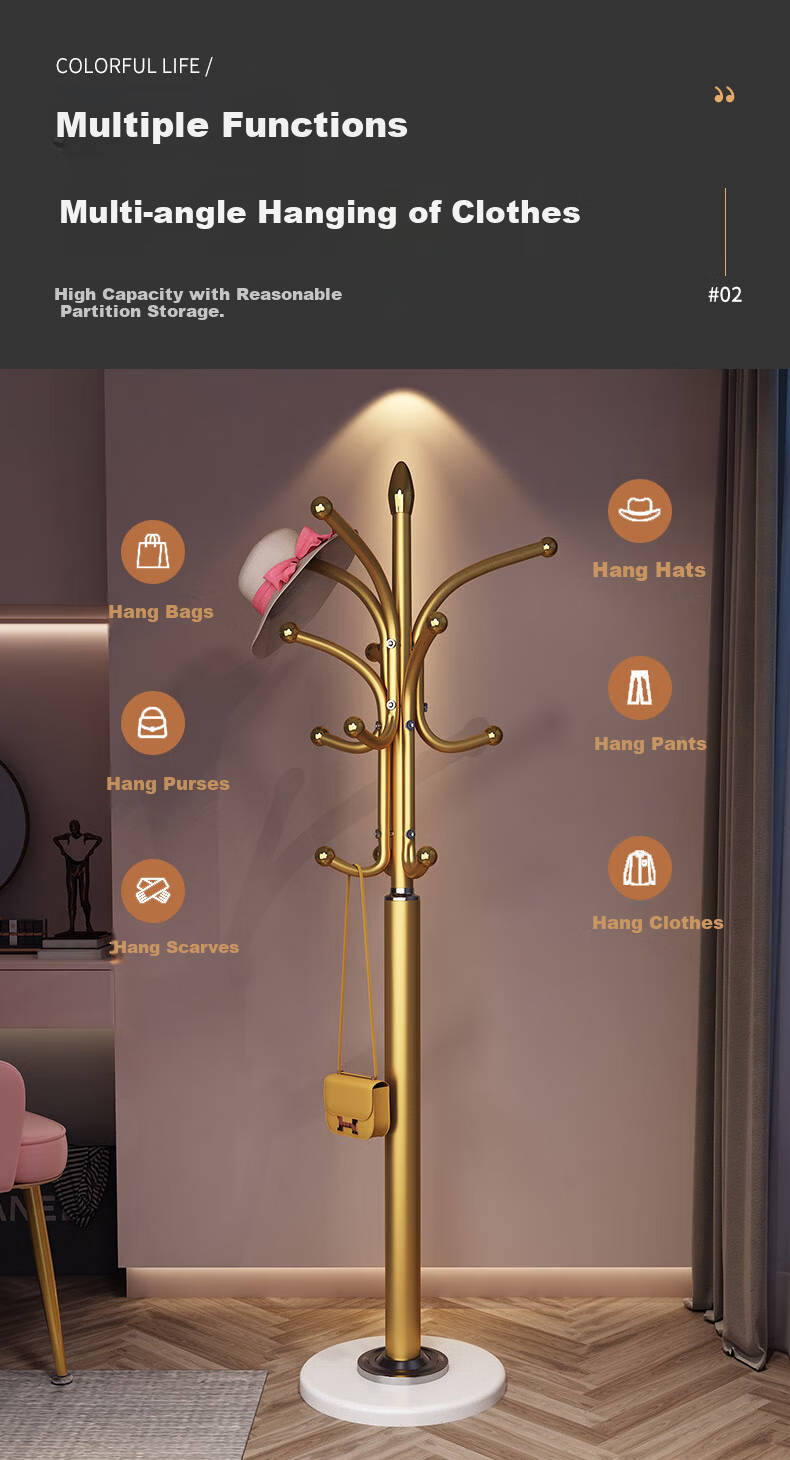 Chibailun Bedroom Floor-Standing Coat Rack, Home Clothes Hanger, Metal Room Storage Rack for Nightwear, Closet Organizer, Indoor Drying Rack 3