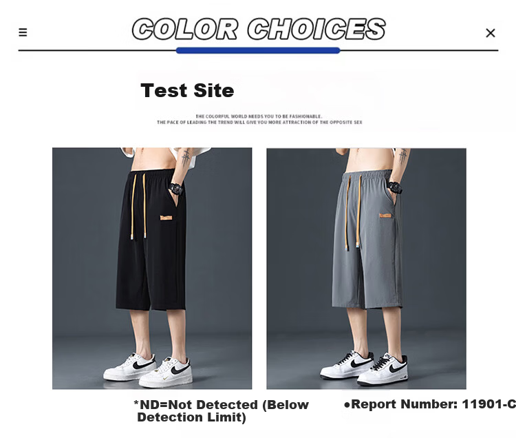 Cotton Casual Men's Loose Sports Trendy Seven-Point Cool Ice Silk Shorts Black XL 6