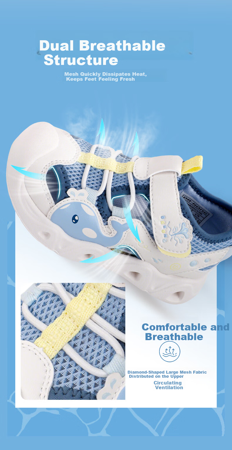 DR·KONG Toddler Walking Shoes Light-Up Summer Breathable Kids Sandals 2S14B2022DW Beige/Pink Size 24 6