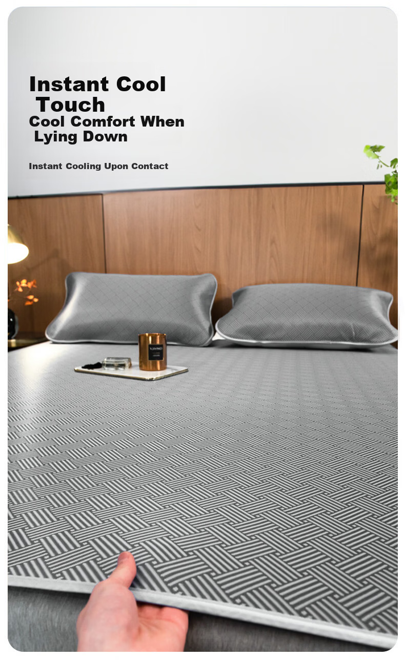 Yalu Class A Ice Silk Summer Cooling Mat Soft Foldable Air Conditioning Mat Biscuit Flower Gray 150*200cm 3
