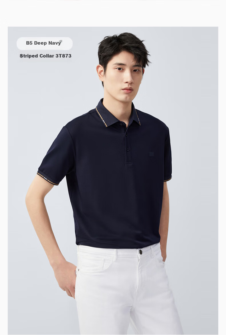 Hodo [Modal Silk] Short-Sleeve Ice Silk Antibacterial Cool-Feeling Polo Shirt, Men's Comfortable Elastic Collar T-Shirt 15