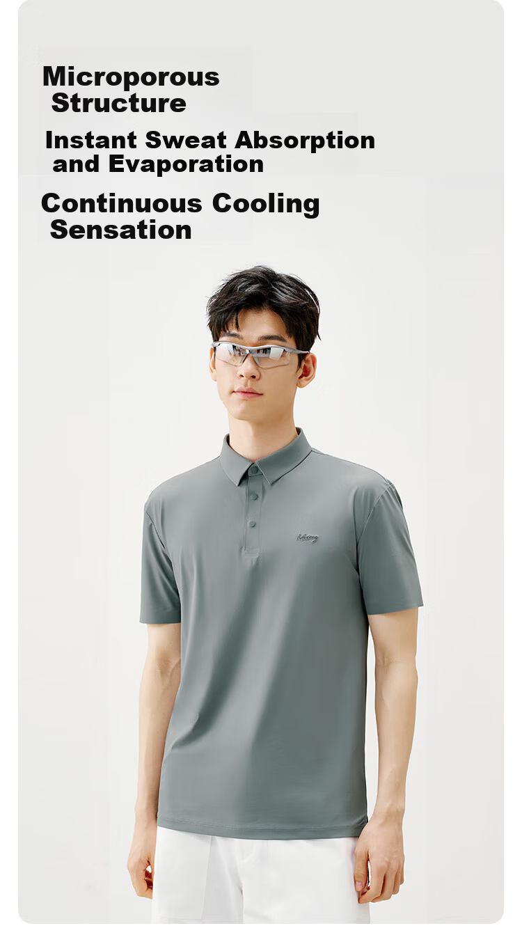 JD Jingzao Men's High Elasticity Polo Shirt Short Sleeve T-Shirt Sun Protection Navy Blue S 6